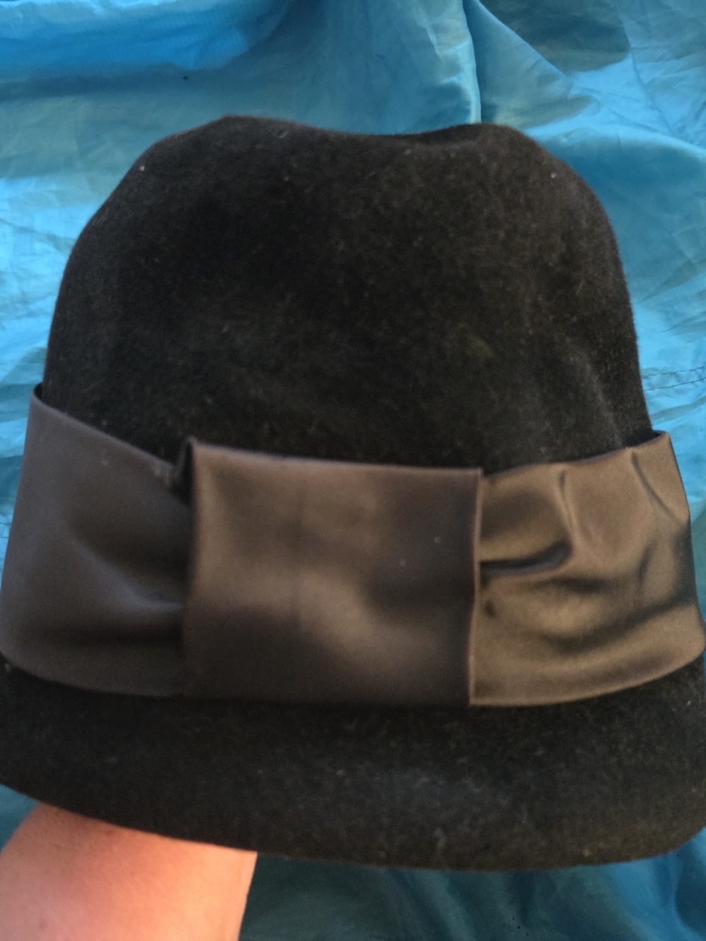 Black Felt Fedora with Satin Band Hat